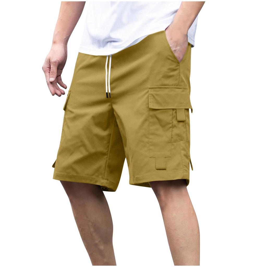 Men's Summer Solid Color Casual Zippered Multi-Pocket Sports Quick-Drying Breathable Shorts