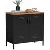 Metall Sideboard, 80x40x80 cm, Industrielles Aufbewahrungsschrank mit 2 Türen und verstellbarem Einlegeboden für Wohnzimmer, Büro, Schwarz