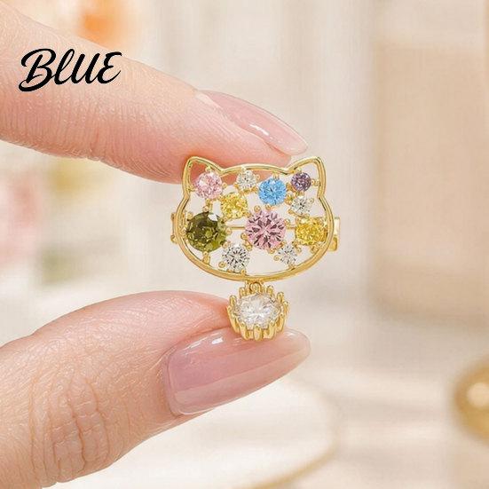 Hat Brooch Pin Pin Cartoon Cat Design Lapel with Cubic