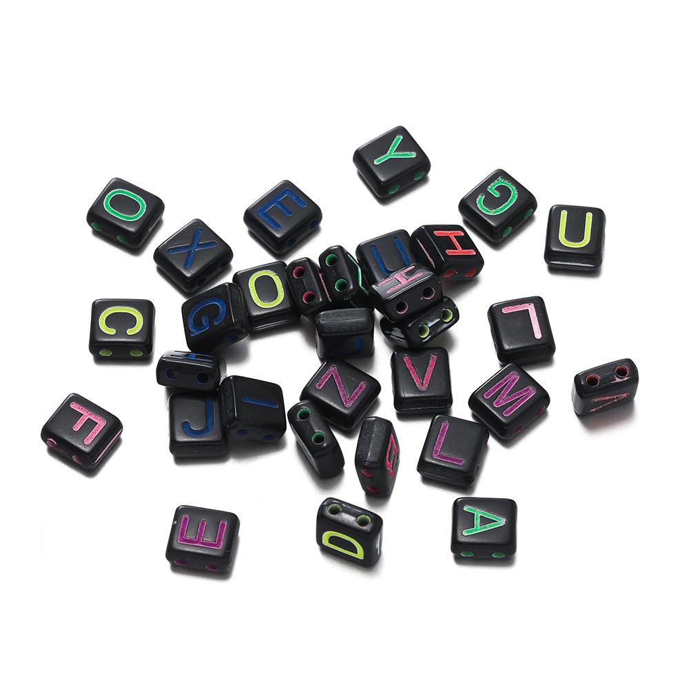

50pcs Double Hole Acrylic Letter Beads Square Mixed Spacer Beads for DIY Earrings Necklaces Bracelets Jewelry Making Accessories
