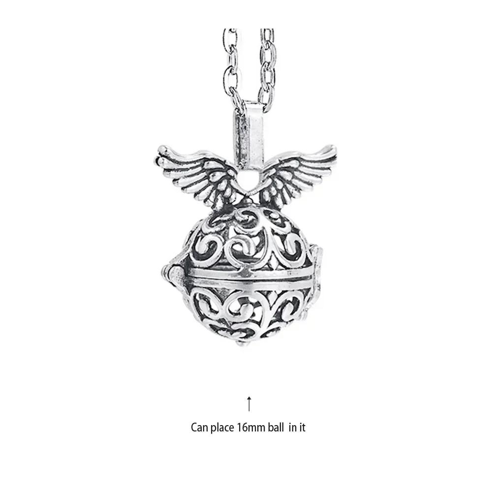 

Music Chime Mexico Angel Ball Caller Locket Necklace Antique Vintage Pregnancy Essential Oil Diffuser Aromatherapy Necklace 70cm Stainless Steel