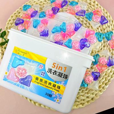 Soins des mains Boîte de 30 gélules: Pods de lessive 5-en-1 avec Boost de Parfum, Élimination des Taches, Adoucissant et Perles 8g