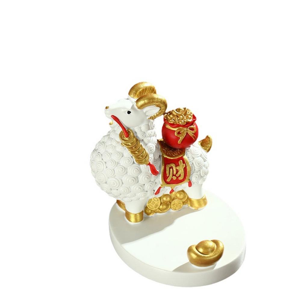 Miniature Feng Shui Goat Statue Creative Zodiac Sheep Figurine Sheep Phone Holder New Year Mascot