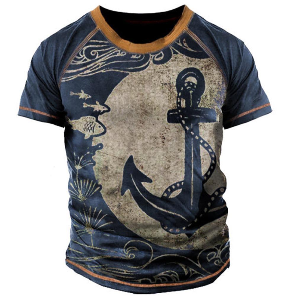 Summer Men's T Shirt 3D Printed American Top Short Sleeve Quick Dry Vintage T Shirt Men's O Neck Pullover Oversized Sportswear