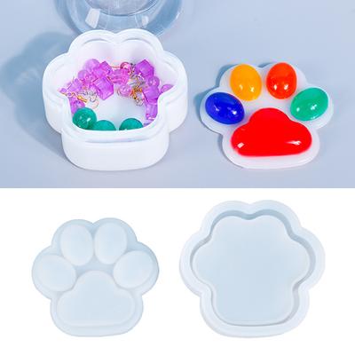 DIY Crafts Jewelry Holder Silicone Mold for Cat Paw Shape Storage Box Crystal Mold Storage Organizer Rack Resin Casting