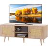 Suport TV din Ratan, Dulap TV Boho pentru TV de 55 inch, Suport TV Modern Mid-Century, Consolă TV din Ratan cu Rafturi Reglabile pentru Sufragerie, Cameră Media,