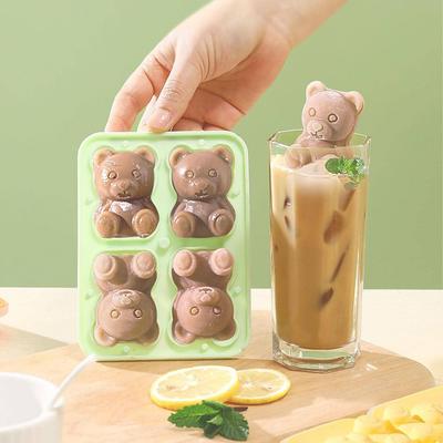 1PC - Creative Bear Ice Block Mold Food Grade Silicone Ice Grid Ice Box Coffee Milk Tea Mold Ice Cream Mold