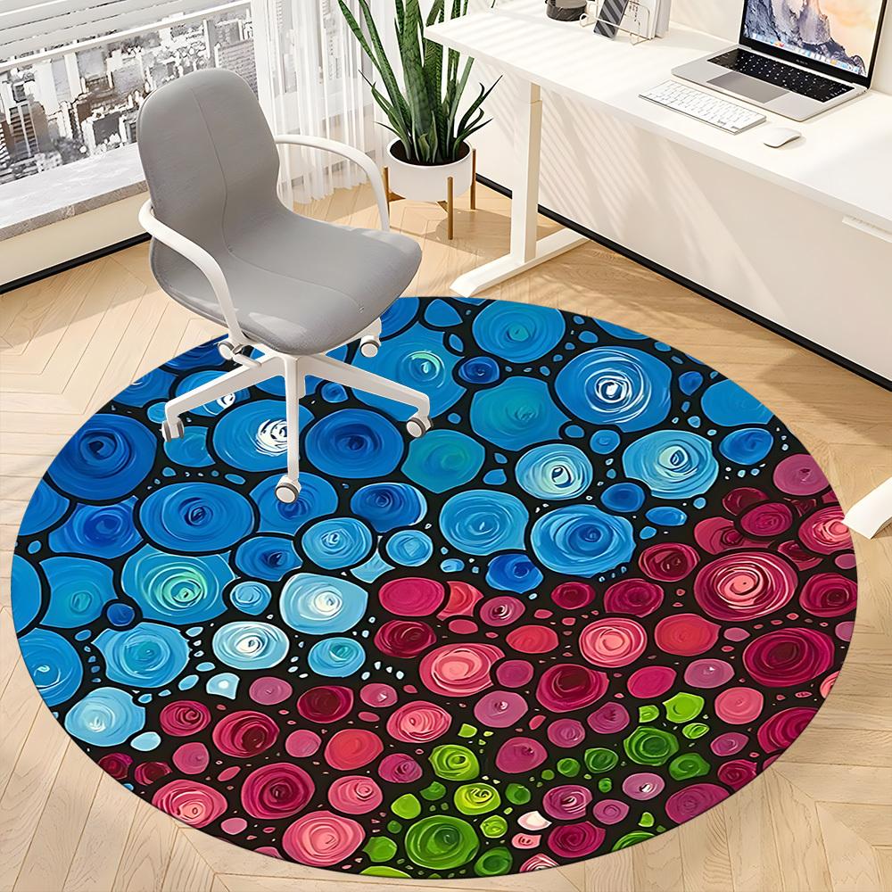 1pc Abstract Circles Office Round Area Rug, Indoor Mat Suitable ForOffice, Under Office Chairs Bedroom Living Room Home Decor, Room Deco T191