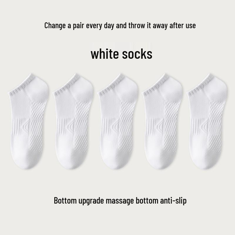Disposable Four-Season Cotton Socks: Sweat-Absorbent, Odor-Resistant, Short Tube, Solid Color for Summer, Spring, and Autumn.