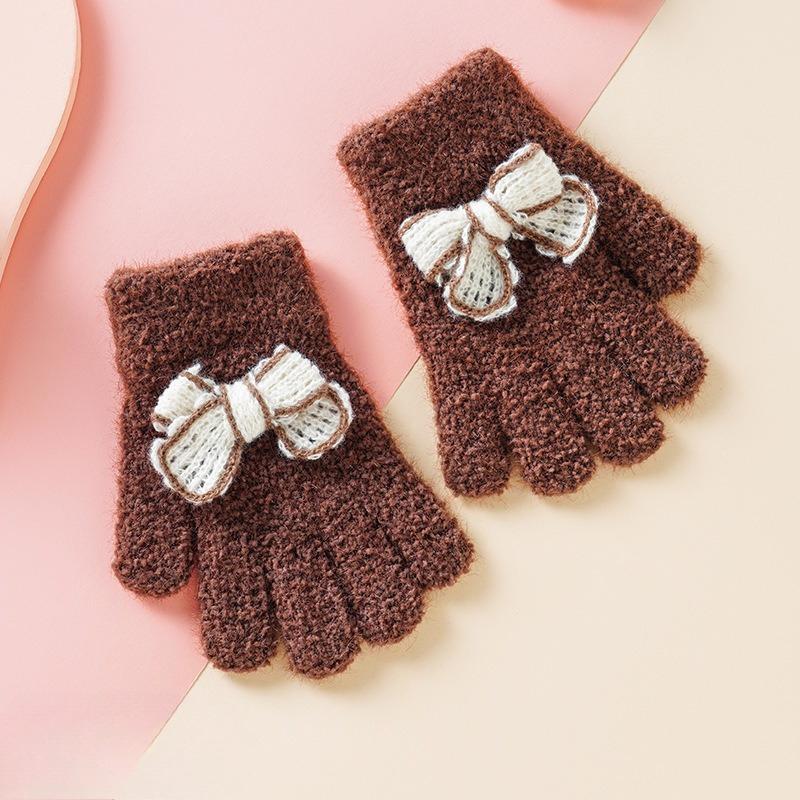 

Korean Style Winter Gloves for Girls Warm Separate Finger Kids Gloves with Bow Design Cute Children s Fashion Mittens New