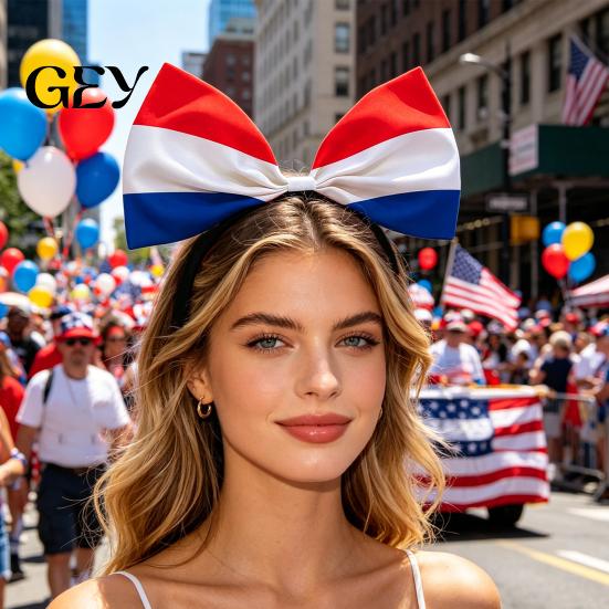 Fascia Personalizzata per Festival Fascia 4 Luglio, Accessori per Capelli Giorno dell'Indipendenza, Cerchio con Fiocco Rosso Bianco Blu per Donne Forniture per Feste Patriottiche