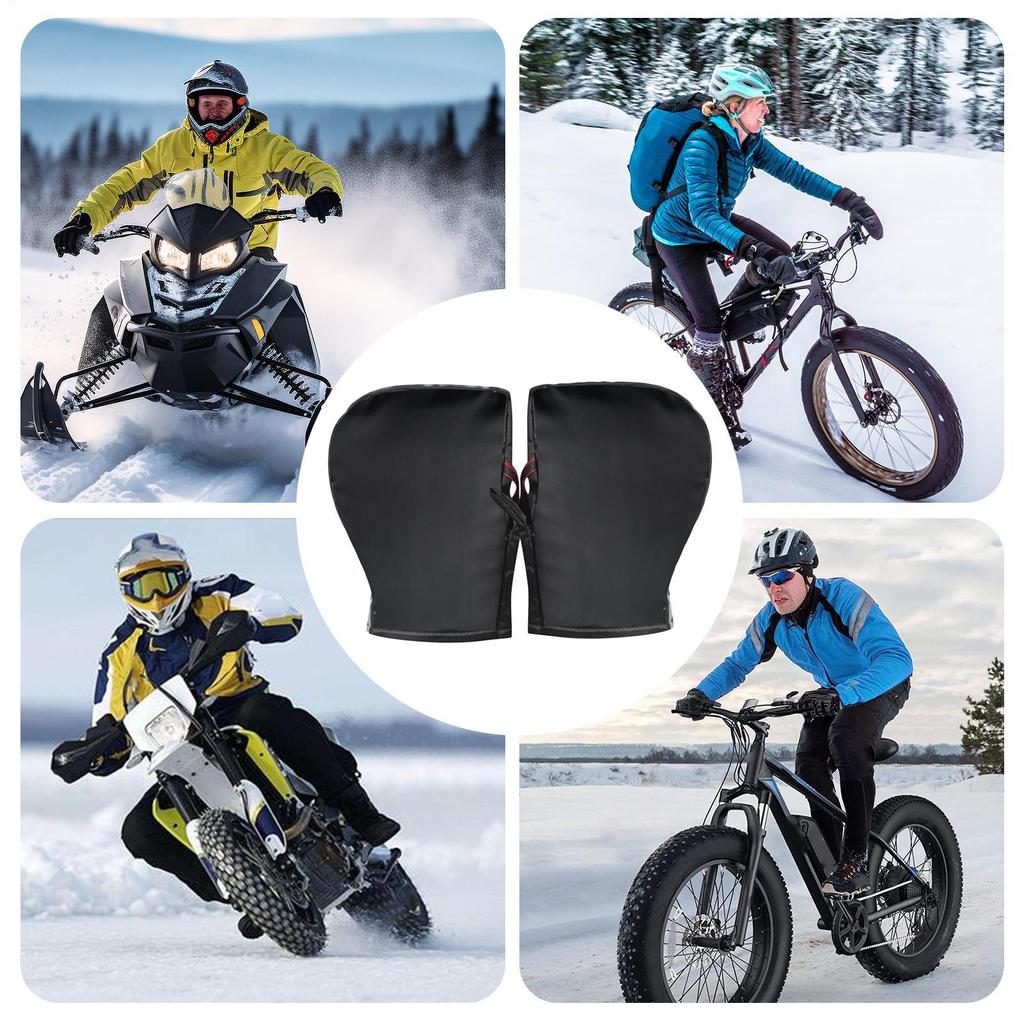 Motorcycle Warm Gloves Handle Warm Waterproof Windproof Muffs with Reflective Strips Motorcycle Handlebar Muffs for Road