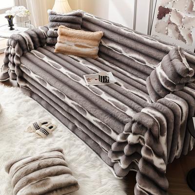 Luxuriöses bedrucktes Sofahandtuch aus künstlichem Kaninchenfell – verdickter, pflegeleichter Möbelschutz für Schlafzimmer, Büro, Wohnzimmerdecke