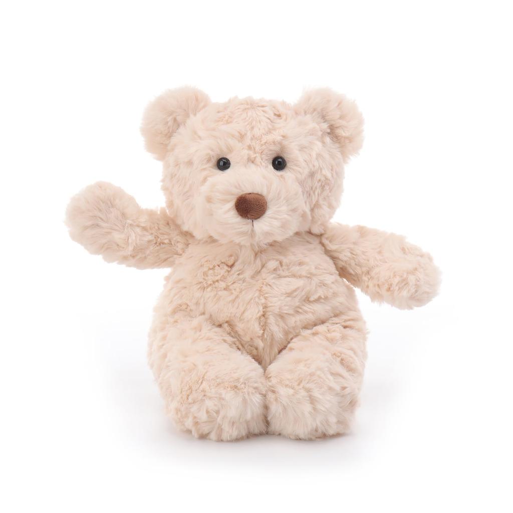 Aprikosenfarbenes Lammcreme Kaffee Bär Plüschtier für Kinder, Weicher und niedlicher flauschiger Creme Kaffee Bär für Mädchen und Jungen, 22cm