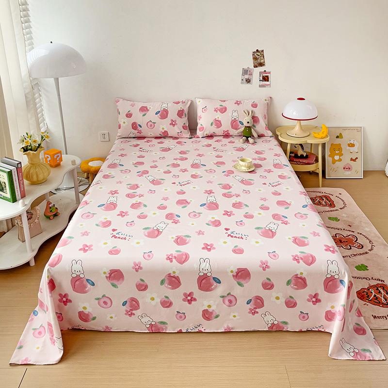 Skin-friendly Flat Bedsheet Cartoon Style Bed Linen Printed Bed Sheet Single/Double Flat Sheets sabana (Pillowcase Need Order)