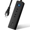SAYBOUR Power Strip USB Extension Cord 1.5m Fast Charging PD 30W 6 Outlets Surge Protector Switch Black LC-6C1S-2A1C