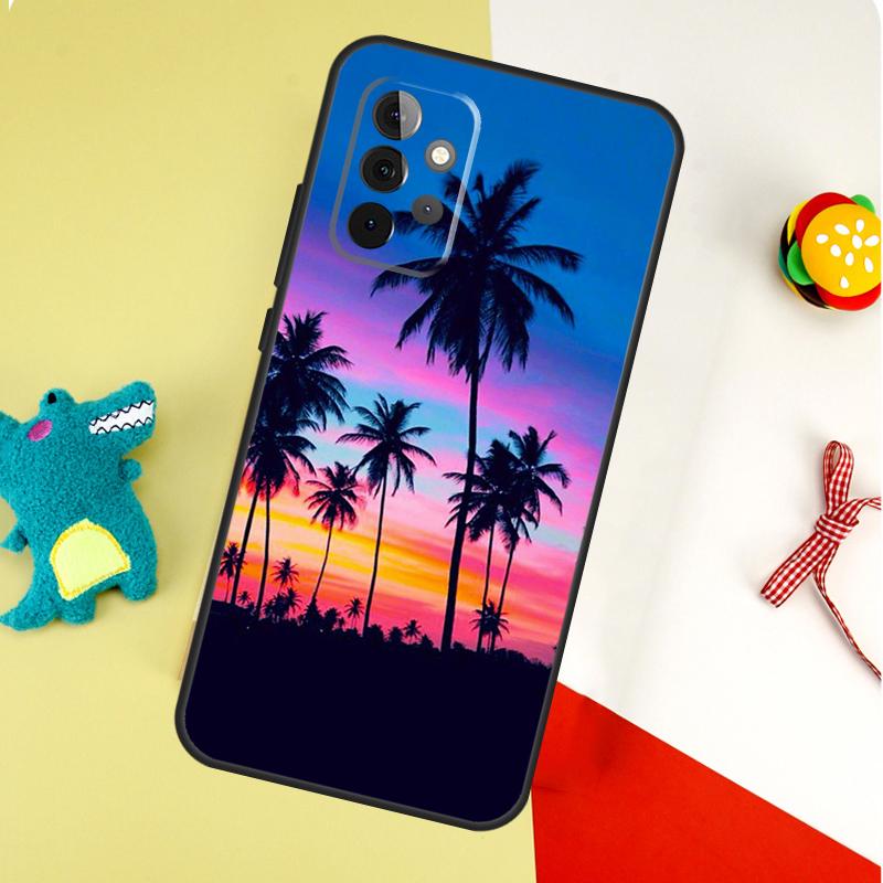Summer Beach Sunset Palm Tree For Samsung Galaxy A22 A32 A52 A54 A34 A14 A55 A35 A15 A53 A33 A13 A05 A06 A16 Phone Case