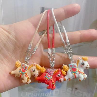 Portachiavi a forma di cavallino in stile Capodanno - Accessorio in resina per casa delle bambole, stile cartone animato - Fai da te