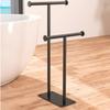 Stainless Metal Towel Rack with No Drill Washroom stand Rectangular Base Sturdy for Bathtub