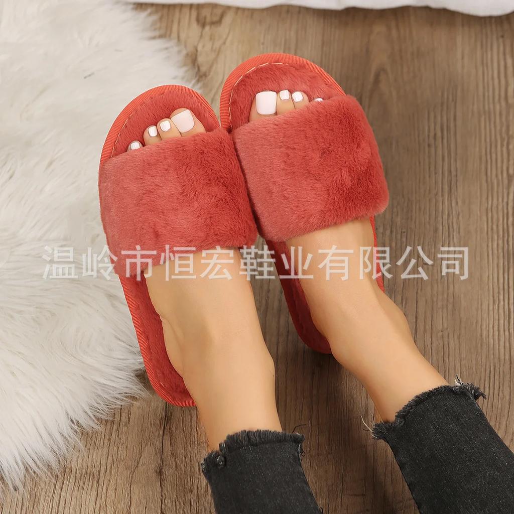 Mode Tofflor Kvinnor Vinter Kvinnor Hus Halkfria Tofflor Casual Inomhus Platta Golvskor Damer Flipflops Varma Skor Enfärgade Skor