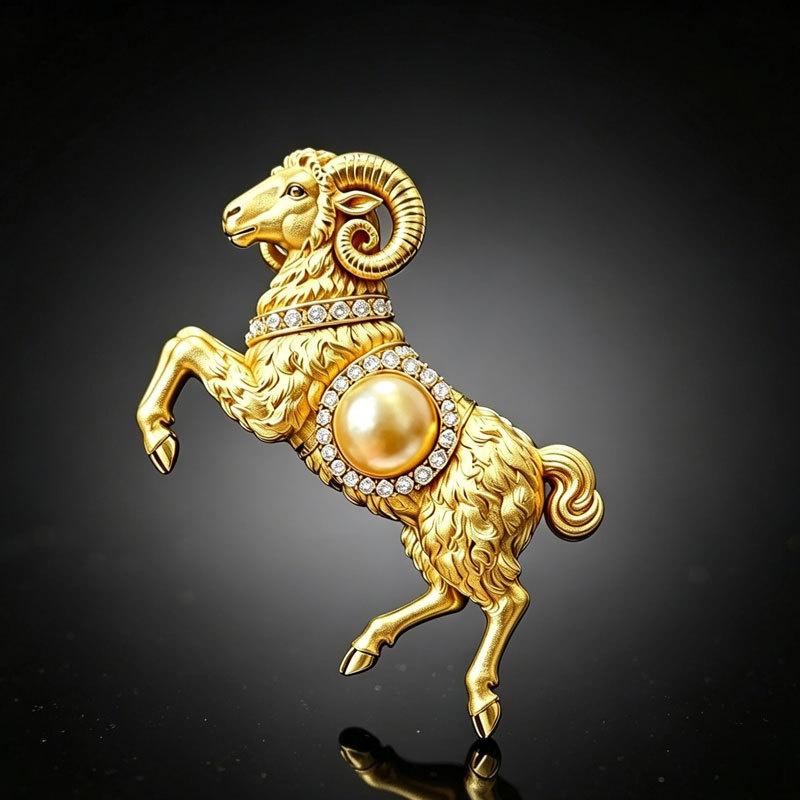 Exquisite Goat Brooches Pins For Women Unisex Vintage Relief Design Goat New Year Party Office Animal Brooch Pin Gifts