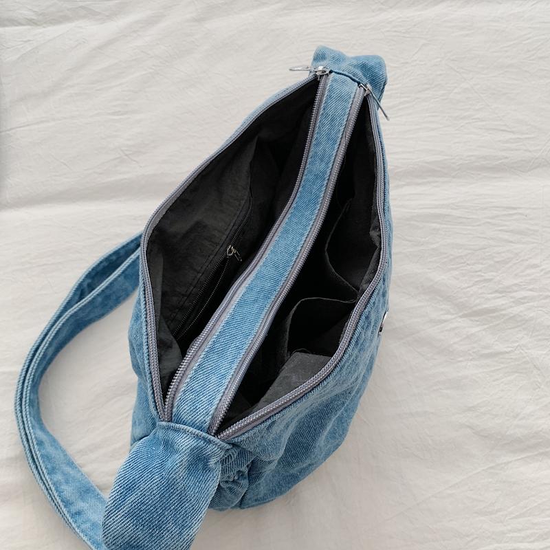 Doppellagige kleine quadratische Tasche Denim-Tasche Damen Leichte Schulter-Umhängetasche