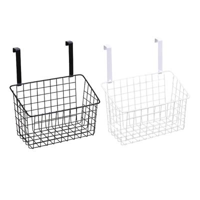 Grid Storage Baskets with Hooks Over Cabinet Door Organizer Wire Basket Hanging Storage Organizer Kitchen Bathroom Organizer Box