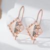 Unusual  Rose Gold Color Long Drop Earrings For Women Geometric Hollow Flower Accessories Daily Vintage Jewelry