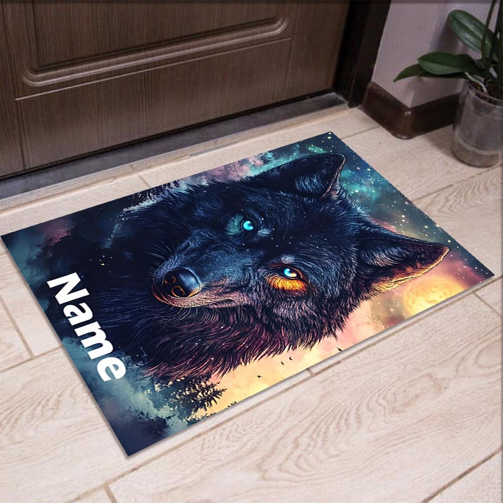 Custom Name Wolf Printed Carpet,Rug for Office Chair Living Room Bedroom Kitchen Room Decor Gifts.
