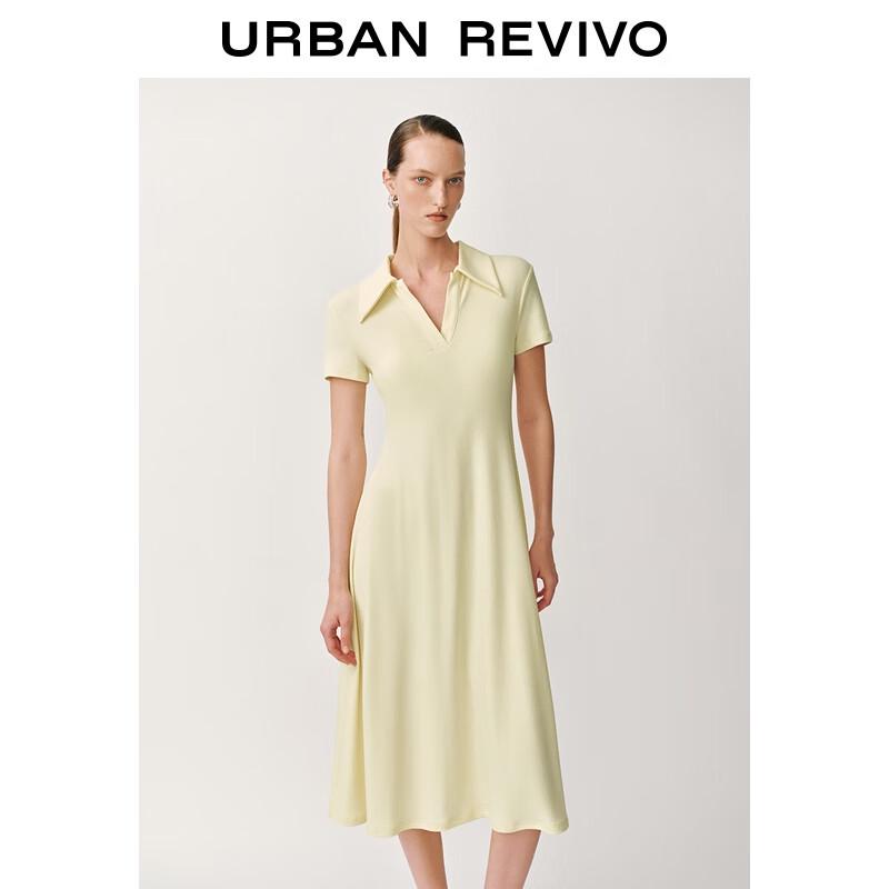 

UR 2025 Summer Women s Short Sleeve Polo A-Line Midi Dress M