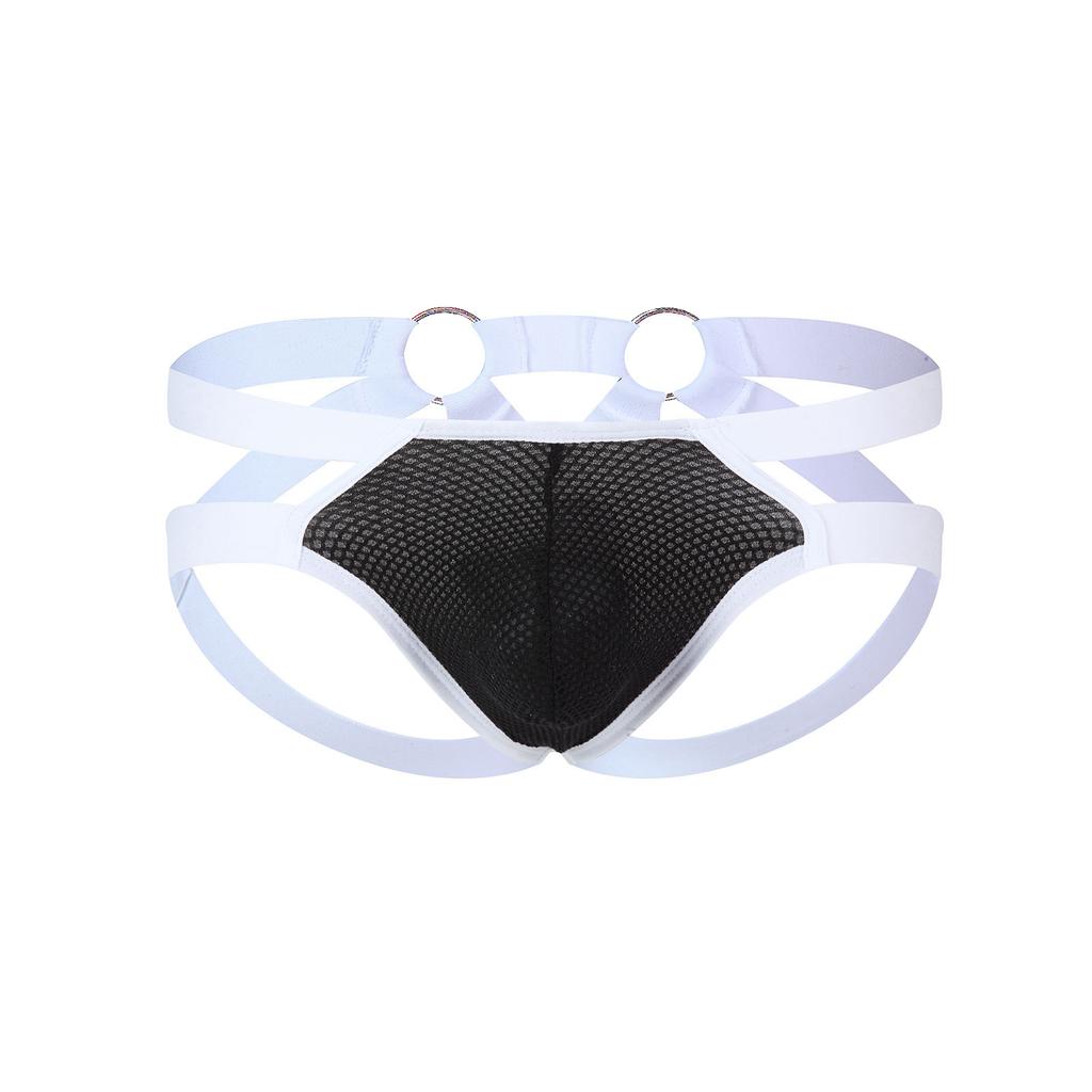 Sexy Men Bondage Underwear Jock Strap Thong Mesh G String Elastic Hollow Lingerie T-back Penis Pouch Underpants