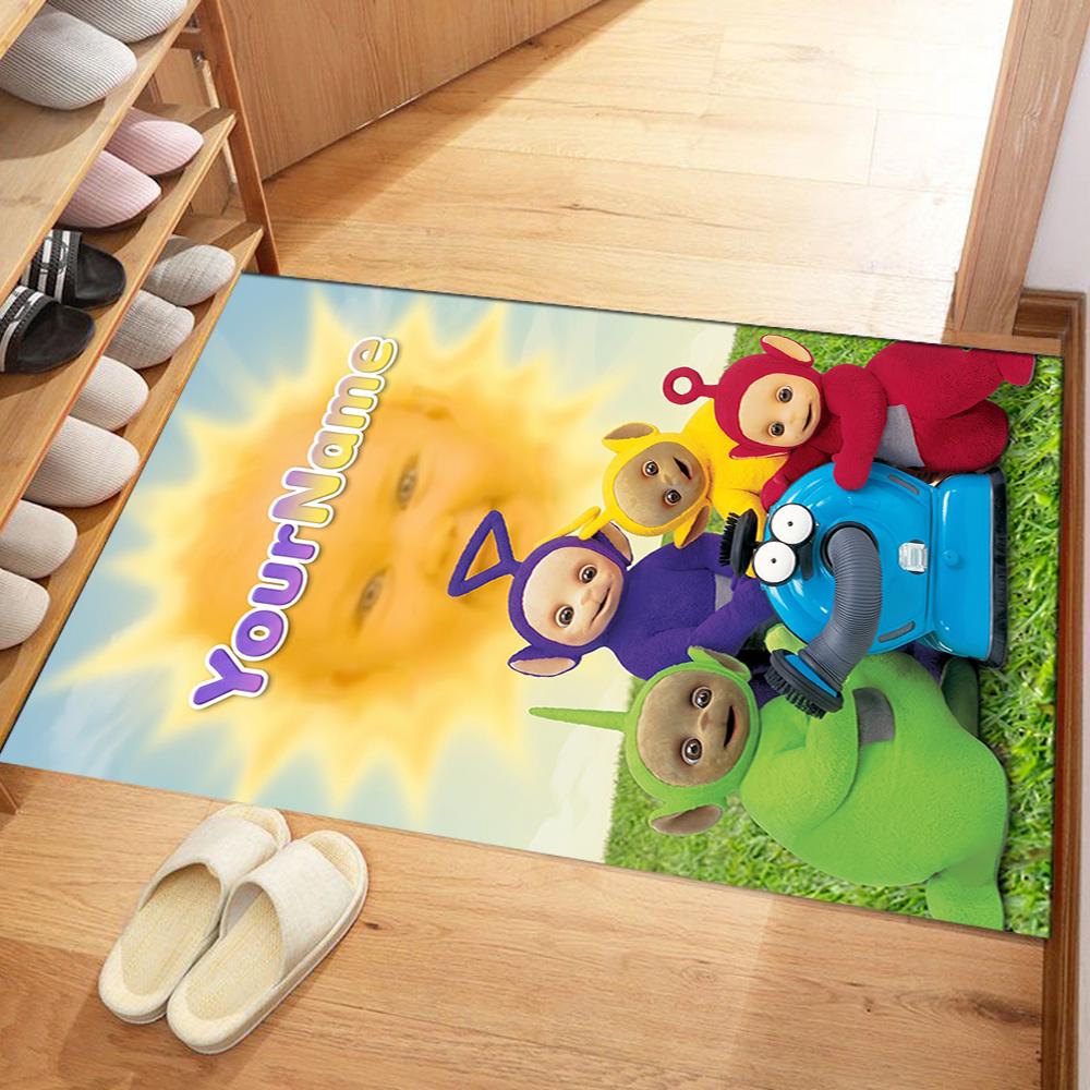 Teletubbies Customized Name Floor Rug Office Rug Design for Game Room Dining Room Balcony Outdoor Anti-slip Rug Anime Office Decor