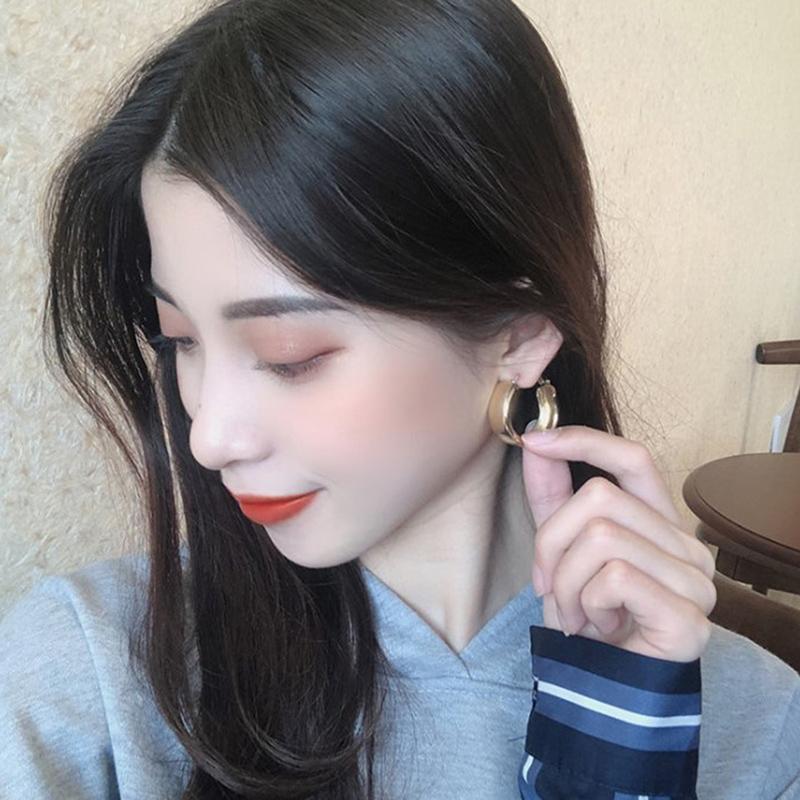 1 pereche de cercei cu cerc, simpli, la modă, de culoare argintie, pentru femei, fete, cercei de aur