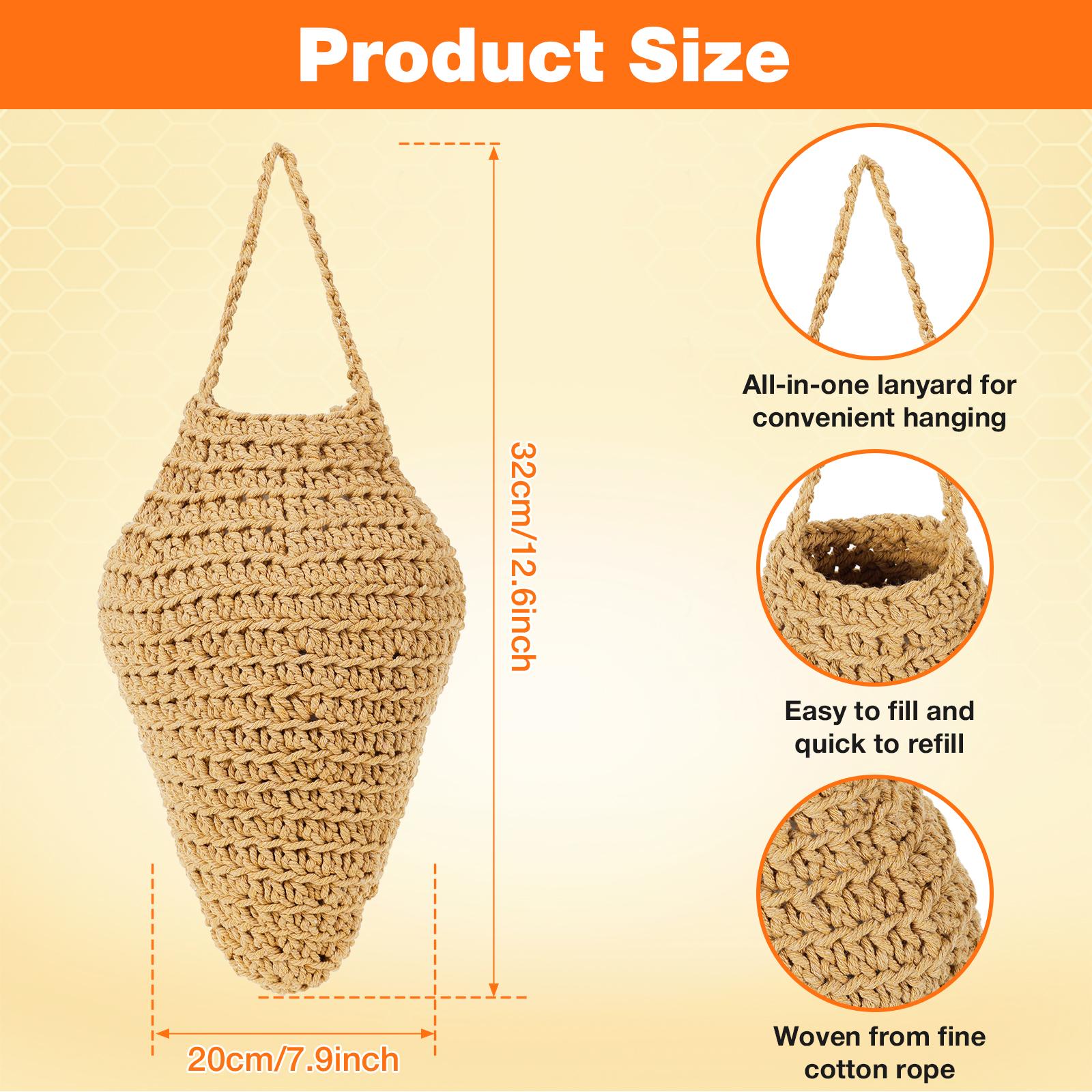 

3 Pcs Crochet Wasp Nest Decoy Cotton Rope Hanging Faux Wasp Nest Deterrent for Outdoor Patio Garden Yard Eaves Decoration