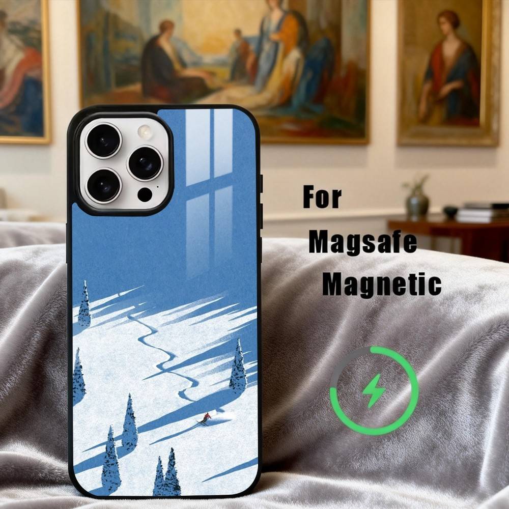 S-Snow Mountain S-Skiing Ski  Phone Case For iPhone 17,16,15,14,13,12,Plus,Pro,Max for Magsafe Magnetic Wireless Charging