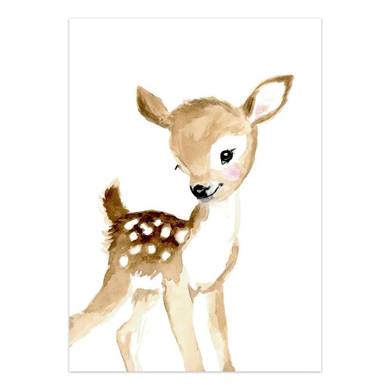 Elephant Giraffe Squirrel Fox Children's Room Decoration Animal Canvas Painting Posters and Prints Modern Cartoon Lion Raccoon