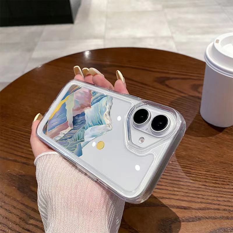 For IPhone 16 Promax Colorful Mountain Peak Snow Mountain Glacier Space for Apple 17 Phone Case for 15/14 Color Painting