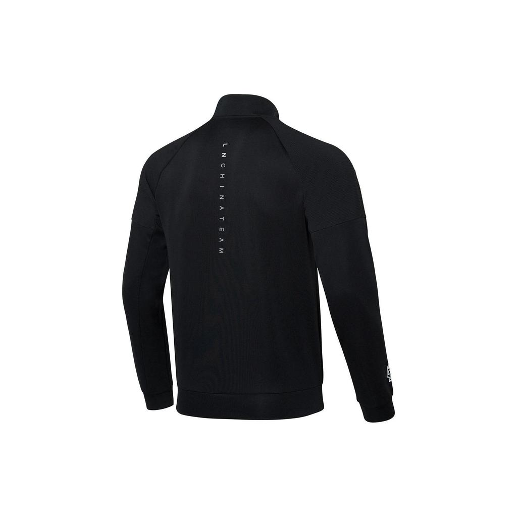 Li Ning Ping Pong Series Solid Color Logo Cardigan Sweatshirt Men Sweatshirt Black AWDR749-2