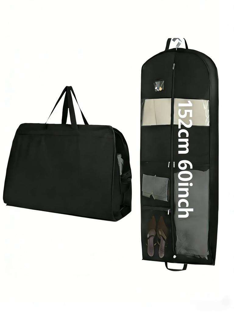 Gusseted Travel Hanging Garment Bag - Zipper Closure with Pocket for Shirts, Coats, Dresses, Storage Organizer