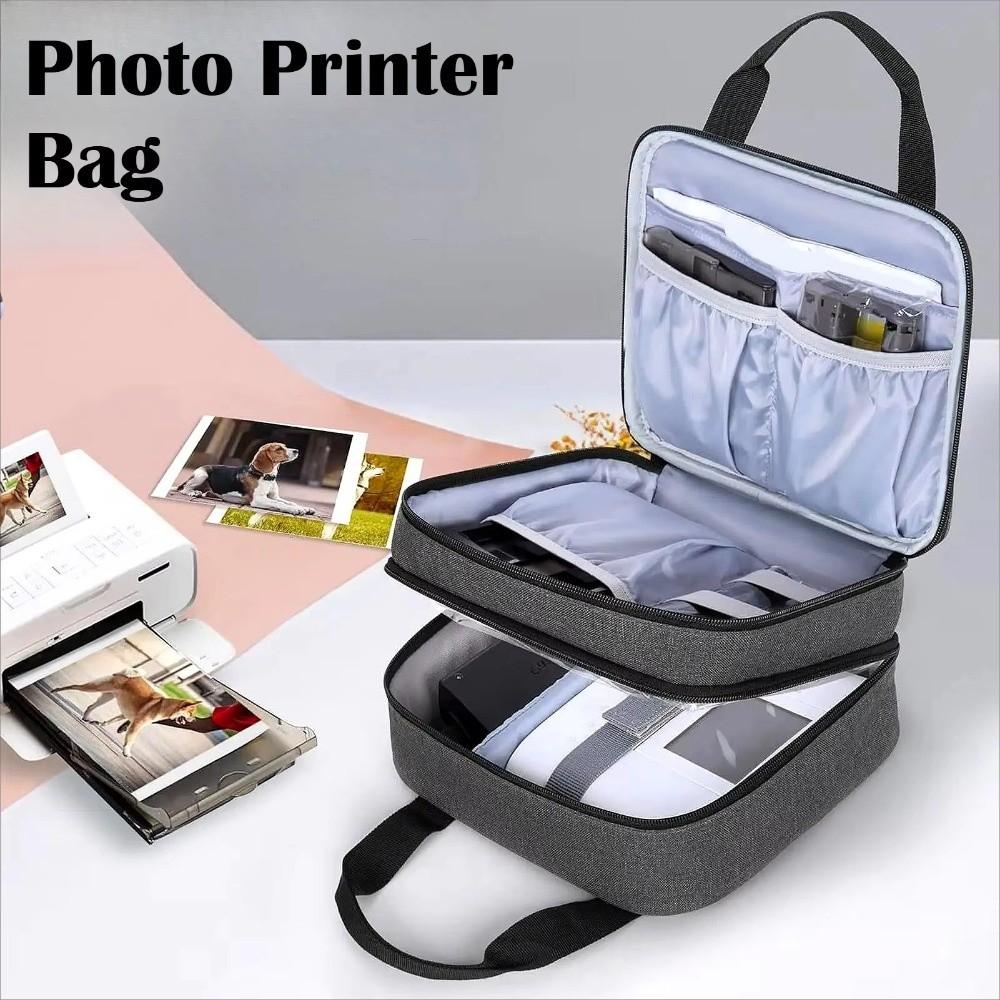 Portable Photo Printer Bag Polyester Elastic Band Handles Photo Printer Carrying Bag with Pockets Large Capacity Storage Bag