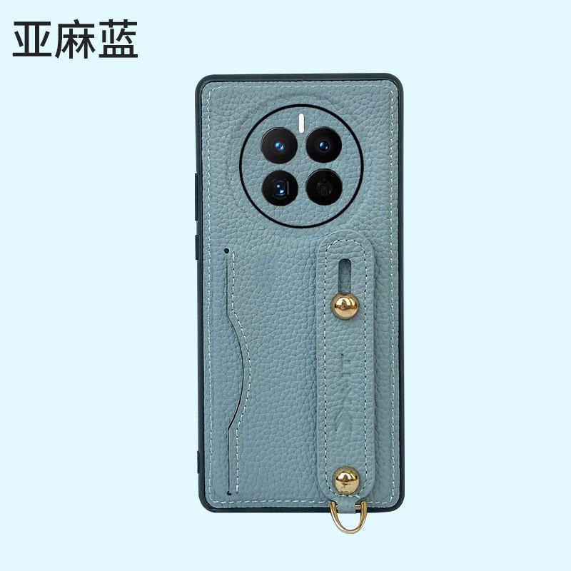 Genuine Leather Phone Case Mate 60 Pro With Card Slot Wrist Strap Hidden Kickstand