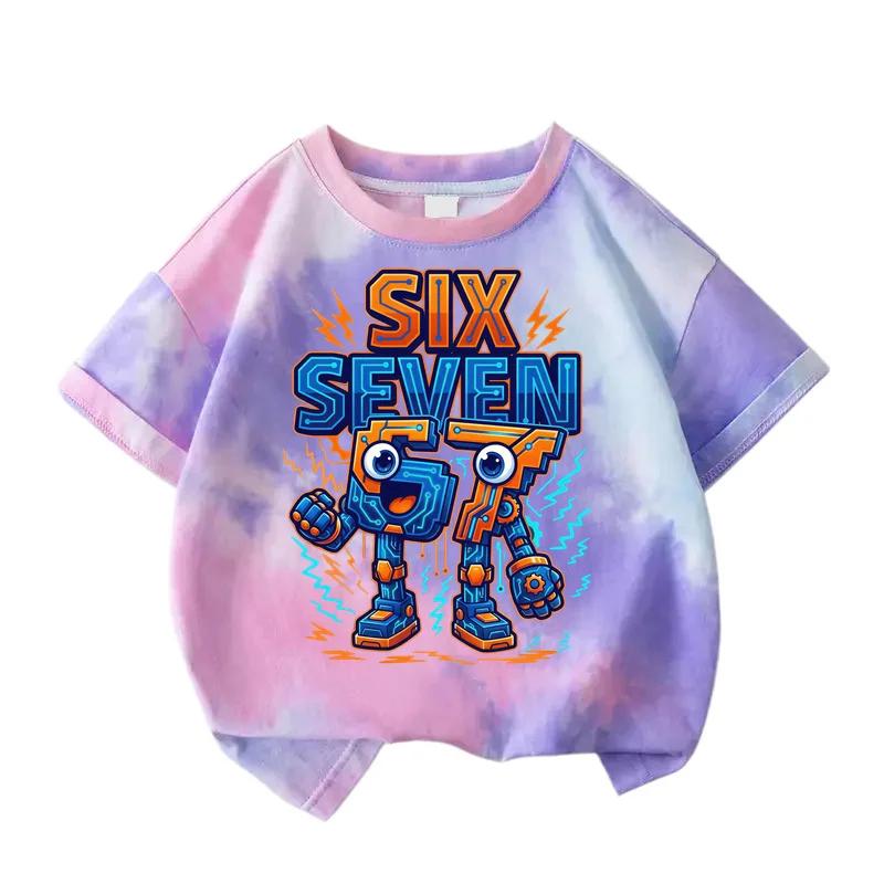 Summer Trendy Six Seven 67 Print Tshirt T-Shirt Kids Boys Girls Casual Short Sleeve