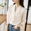 Damen Blusen Hemden 2025 Frühling Langarm Damen Bluse Hemd Umlegekragen Rüschen Chiffon Bluse Hemd Damen Oberteile J830