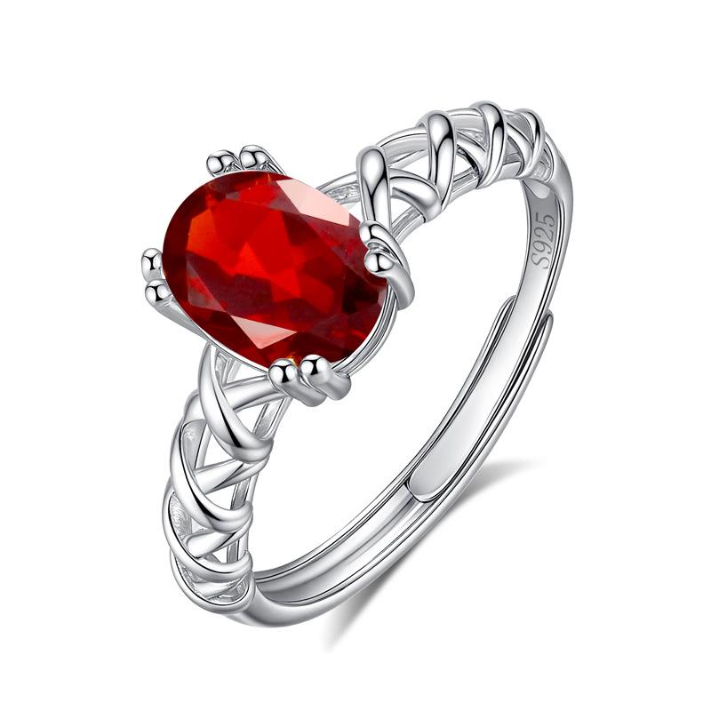Natural Topaz Ring S925 Silver Inlaid Simple Daily Versatile Women's Colorful Treasure Large Particle Hand Jewelry Gift