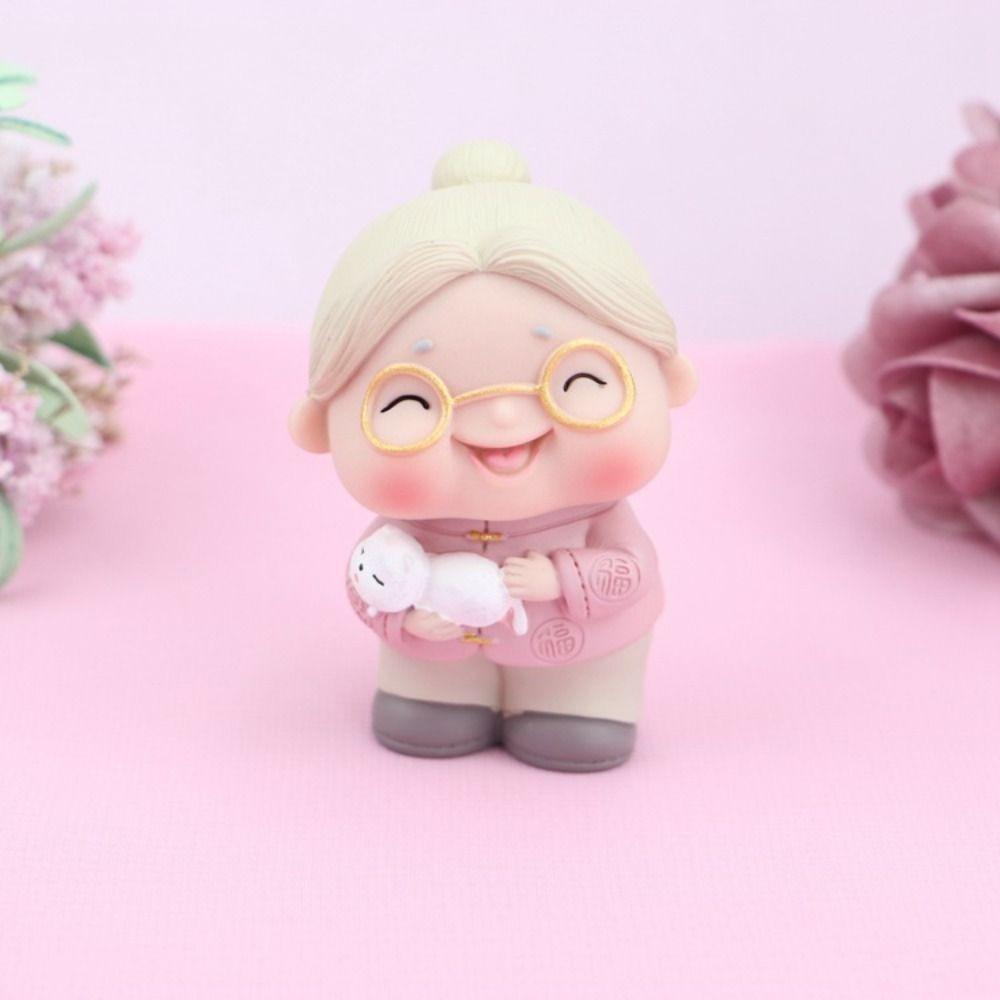 Cake Decoration Cute Old Couple Figurines Mini Handmade Grandparent Statue Cartoon Creative Longevity Cake Ornaments Desk
