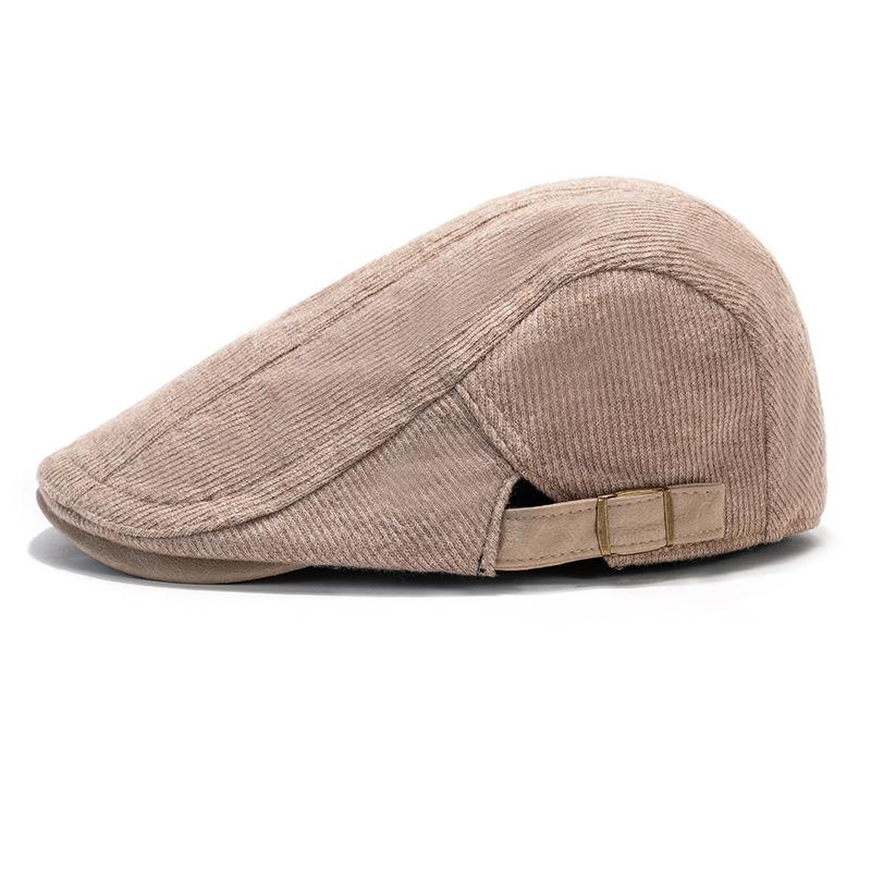Autumn Winter Peaked Cap Men Vintage Corduroy Forward Cap Women's British Style Warm Beret Cap