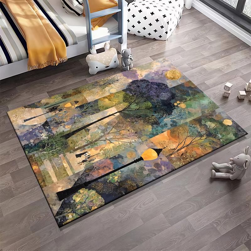 Abstract Colorful Forest Walkway Printed Carpet for Living Room Decor Suitable for Use As an Anti-slip for Living Room Bedroom Sofas