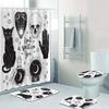 Spooky Pentagram Demon Satanic Goat Head Shower Curtain Set Rug Retro Black Magic Skull Tattoo Bath Curtains Mats Bathroom