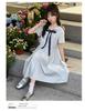 Girls' College Style Dress 2026 Summer New Navy Collar Strap Waist Skirt Western Short Sleeve Princess Dress