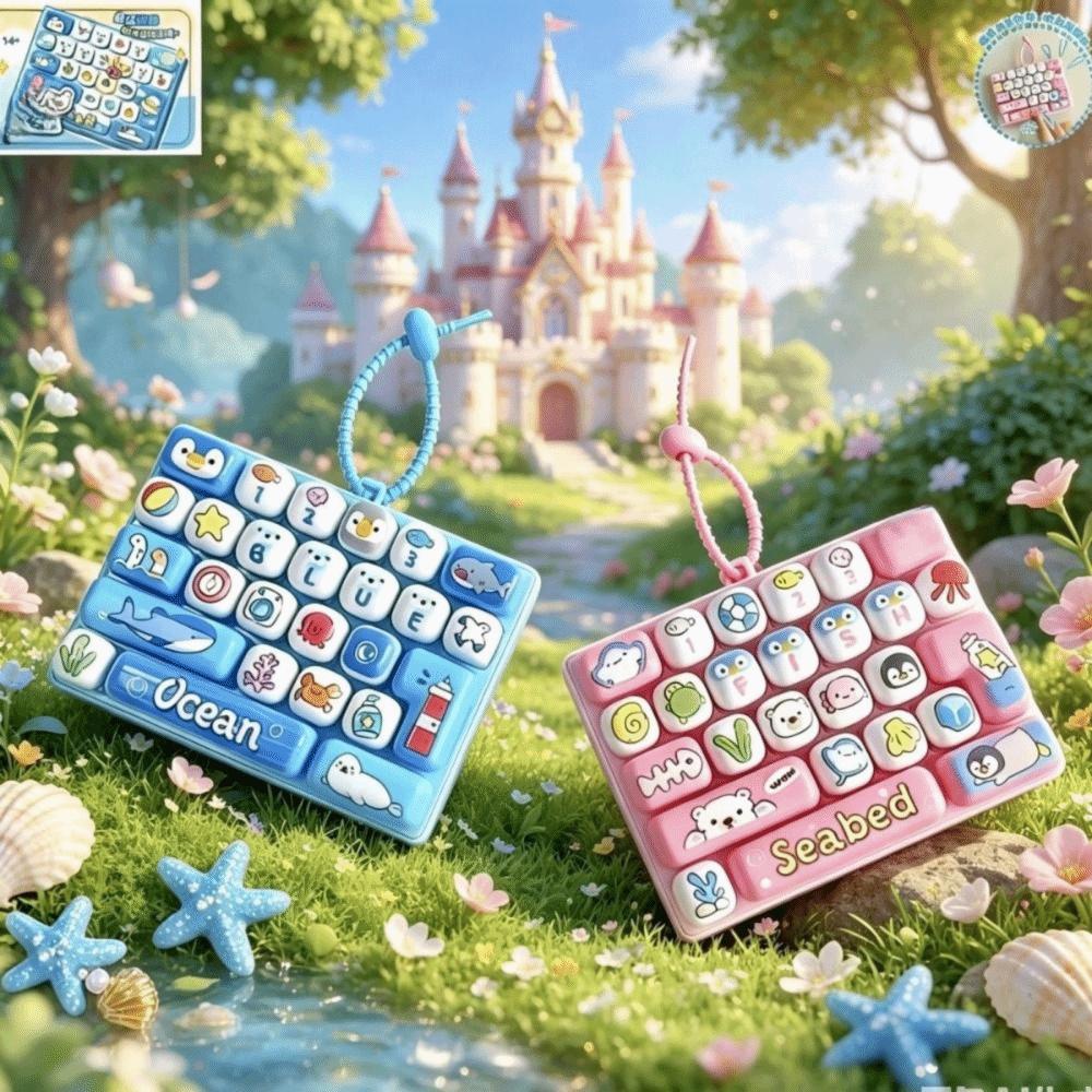 Clear Key Sounds Stress Relief Decompression Toy Keychain Keyboard Toy Press Button Toy  Bag Charm